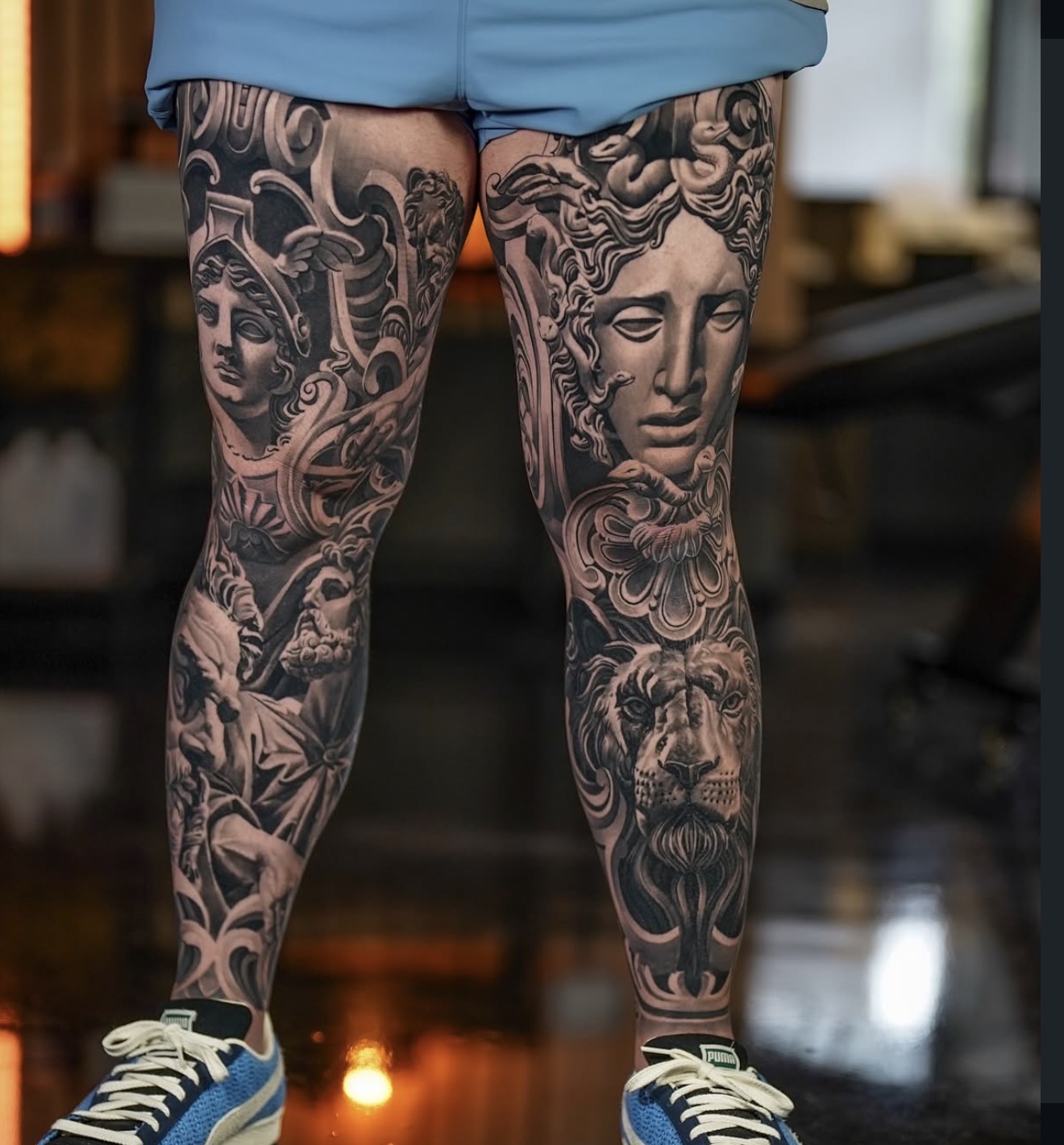 Leg sleeve tattoo portfolio work from Titans Legacy Ink.