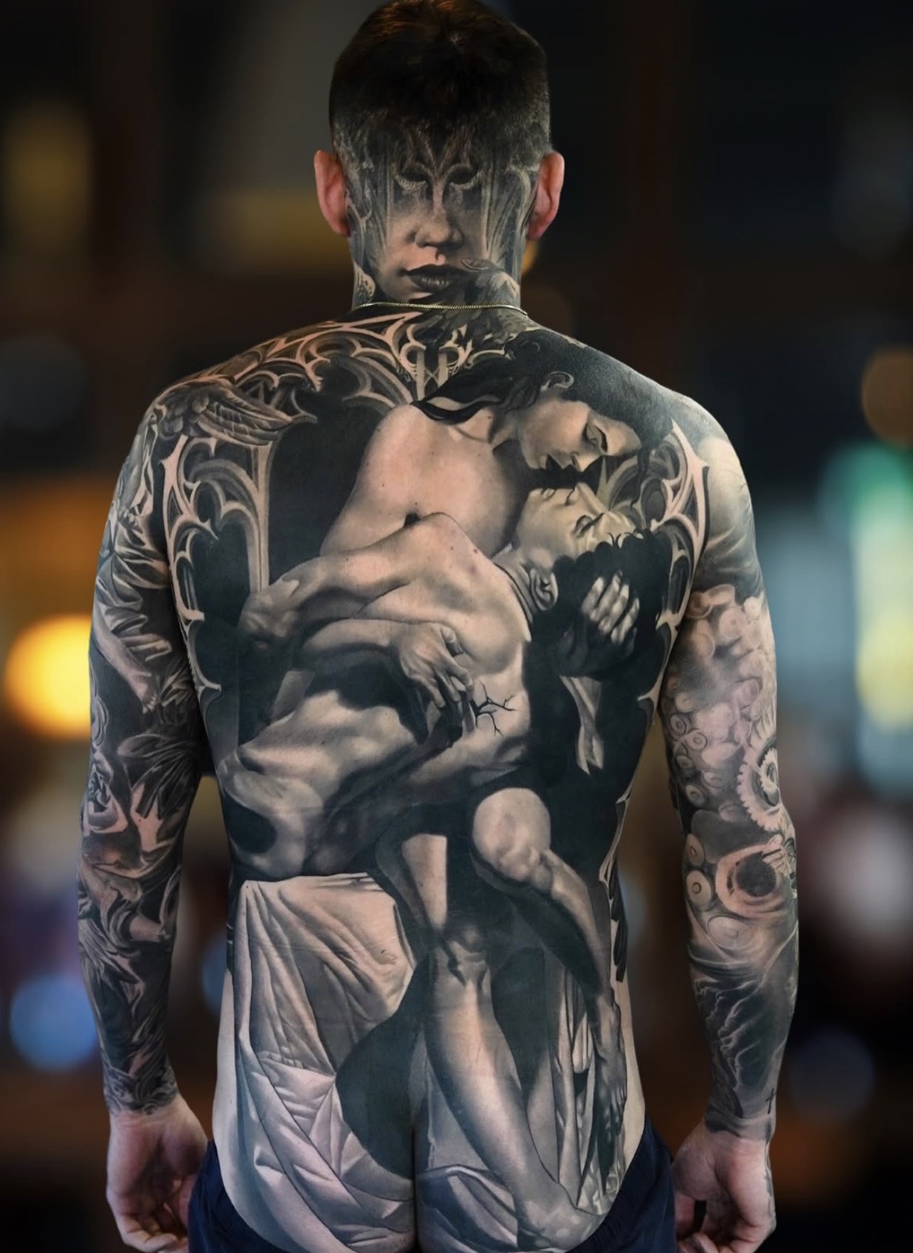 Full back tattoo portfolio work from Titans Legacy Ink.
